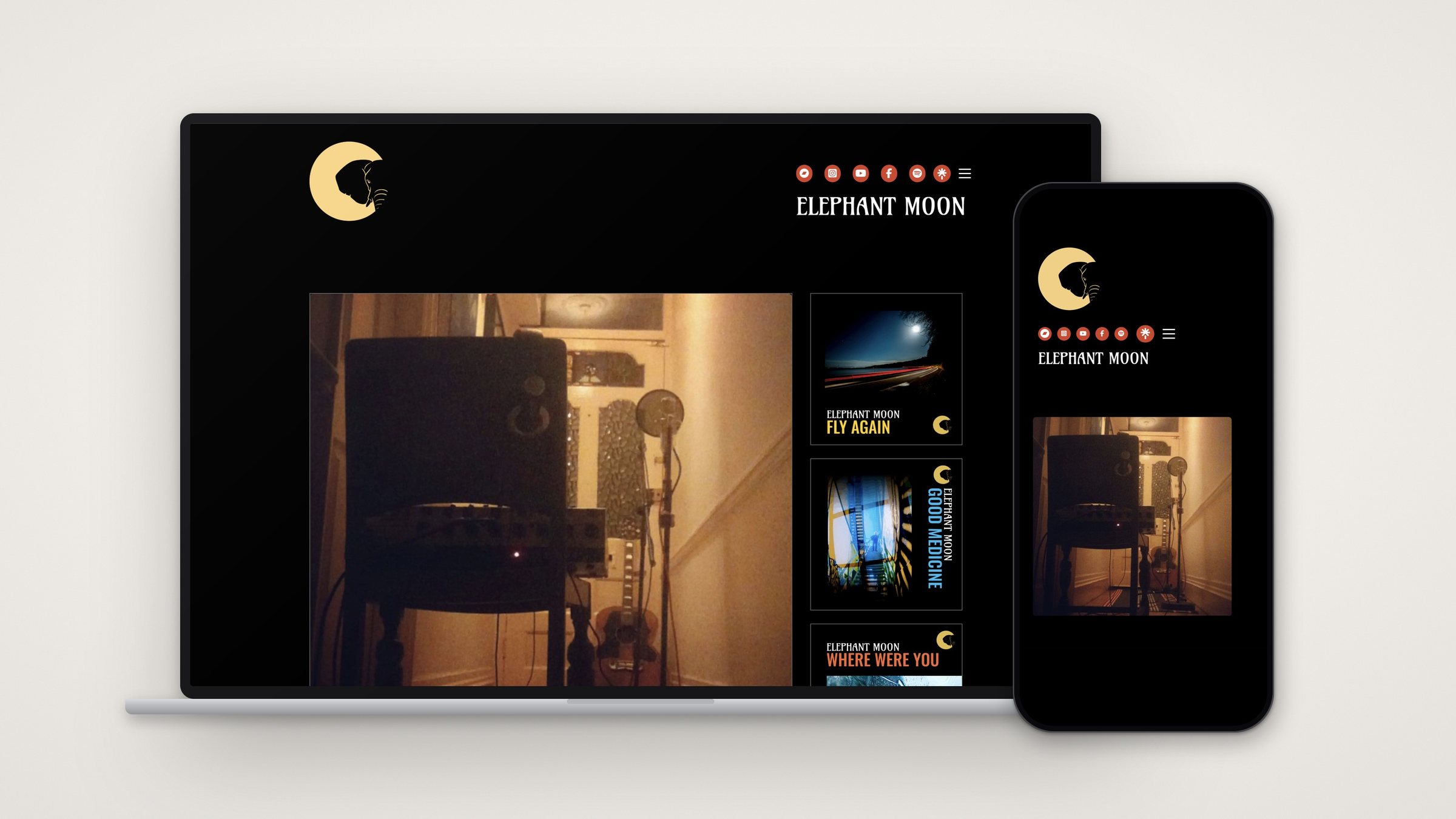 elephantmoonmusic.com on laptop and phone